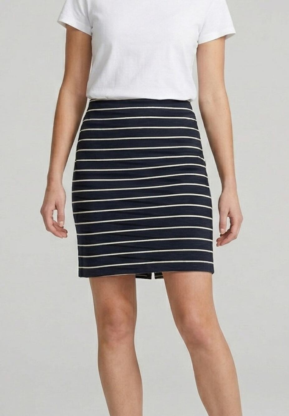 Banana Republic Factory Small Navy Blue White Striped Pencil Skirt